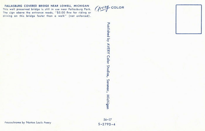 Fallasburg Covered Bridge - Old Postcard (newer photo)